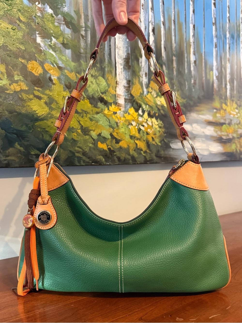Vintage Dooney & Bourke Y2K Small O-Ring Slouch Bag – Grass/Kelly Green